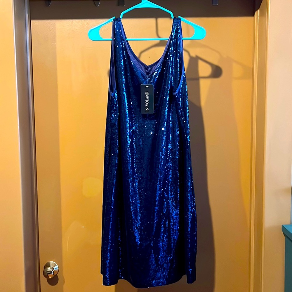 Plus size Navy sequin mini dress